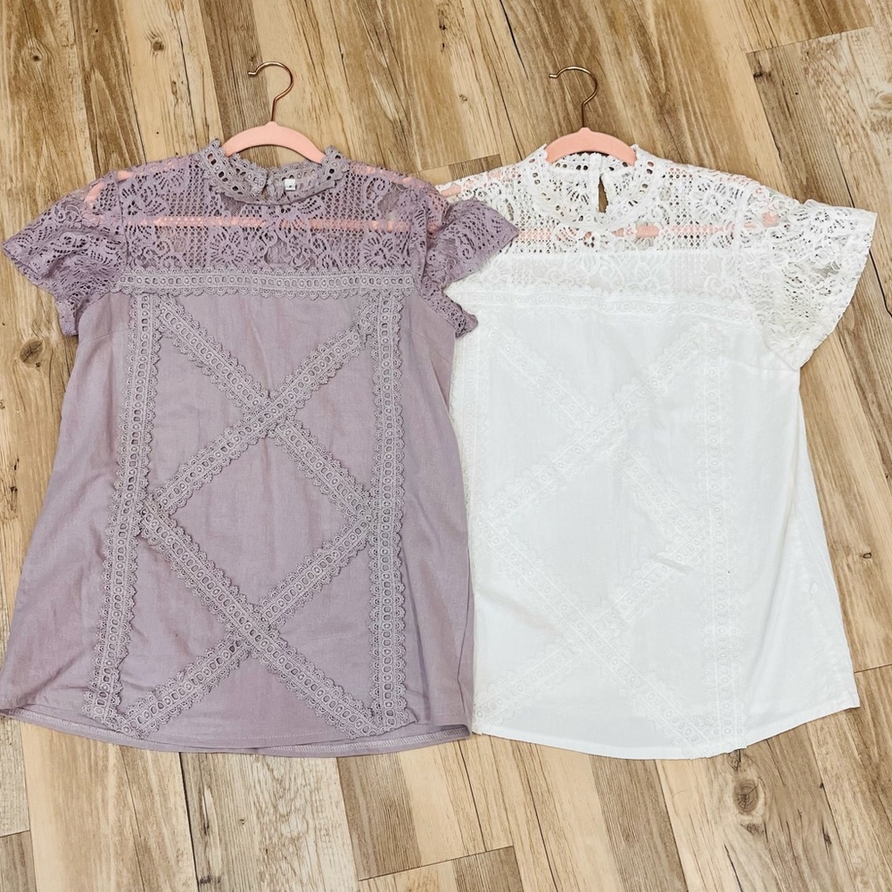 Boutique Lace boho shirts bundle lavender purple white size small